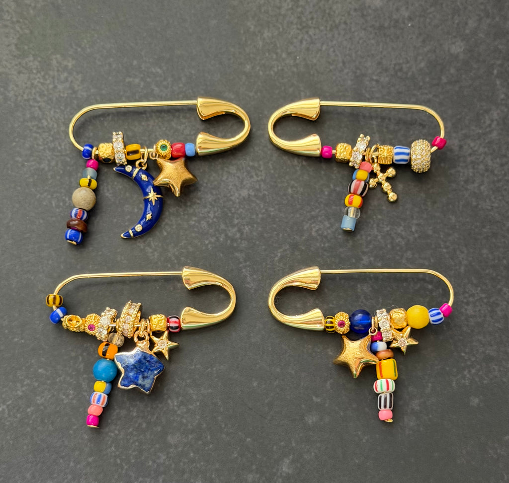 Collected Charms Brooch Pins: 4 Styles