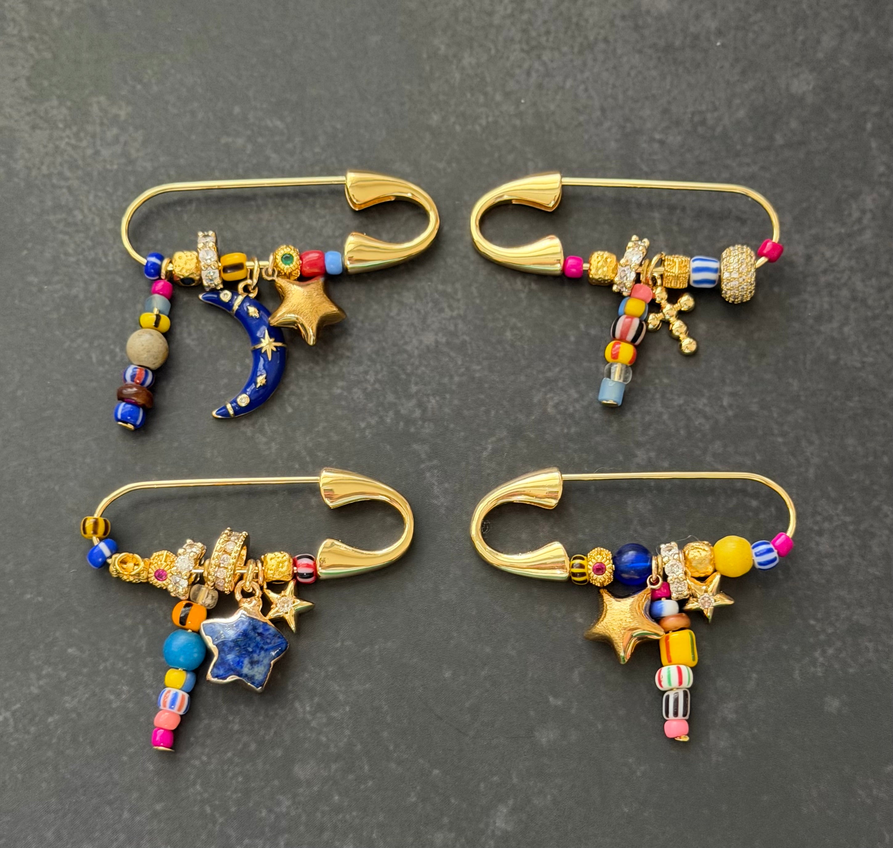 Collected Charms Brooch Pins: 4 Styles