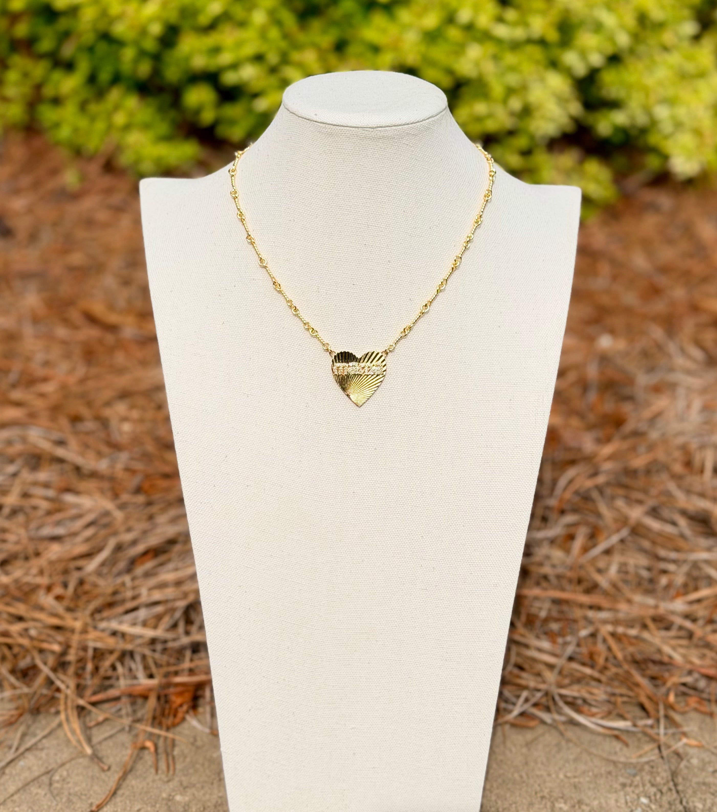 Mama’s Heart of Gold Necklace: Tarnish resistant treatment included