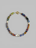 The Wanderer: Hand painted glass, Baroque pearls, gold accents OOAK