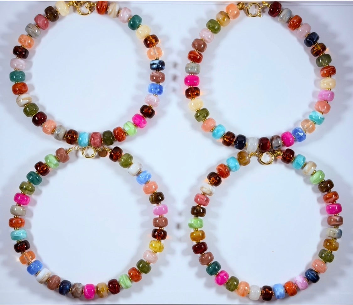 The Color Cashe Strand: Gemstone looking resin beads w/ gold accents