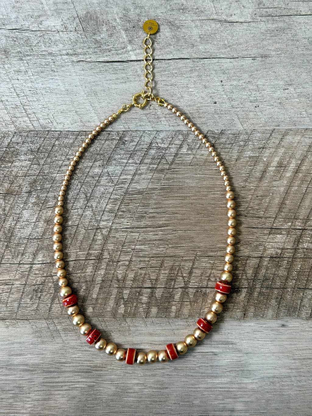 Gilded Rouge:Matte Hematite beads with Ceramic accents OOAK