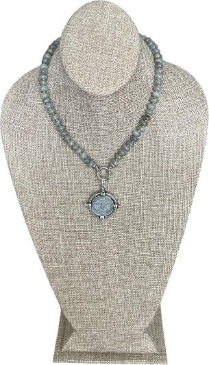 French Bee Coin Labradorite Necklace