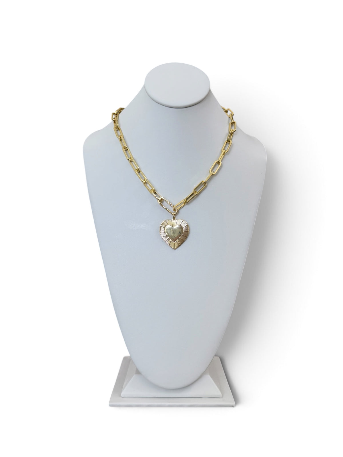 The Forevermore Necklace: Gold Paperclip chain with a stunning heart pendant