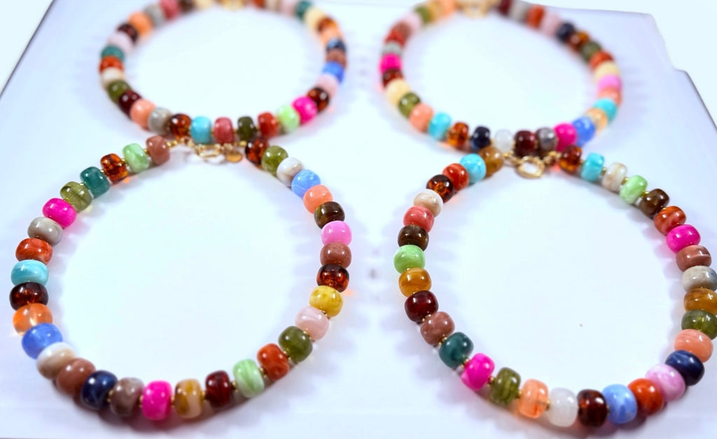 The Color Cashe Strand: Gemstone looking resin beads w/ gold accents