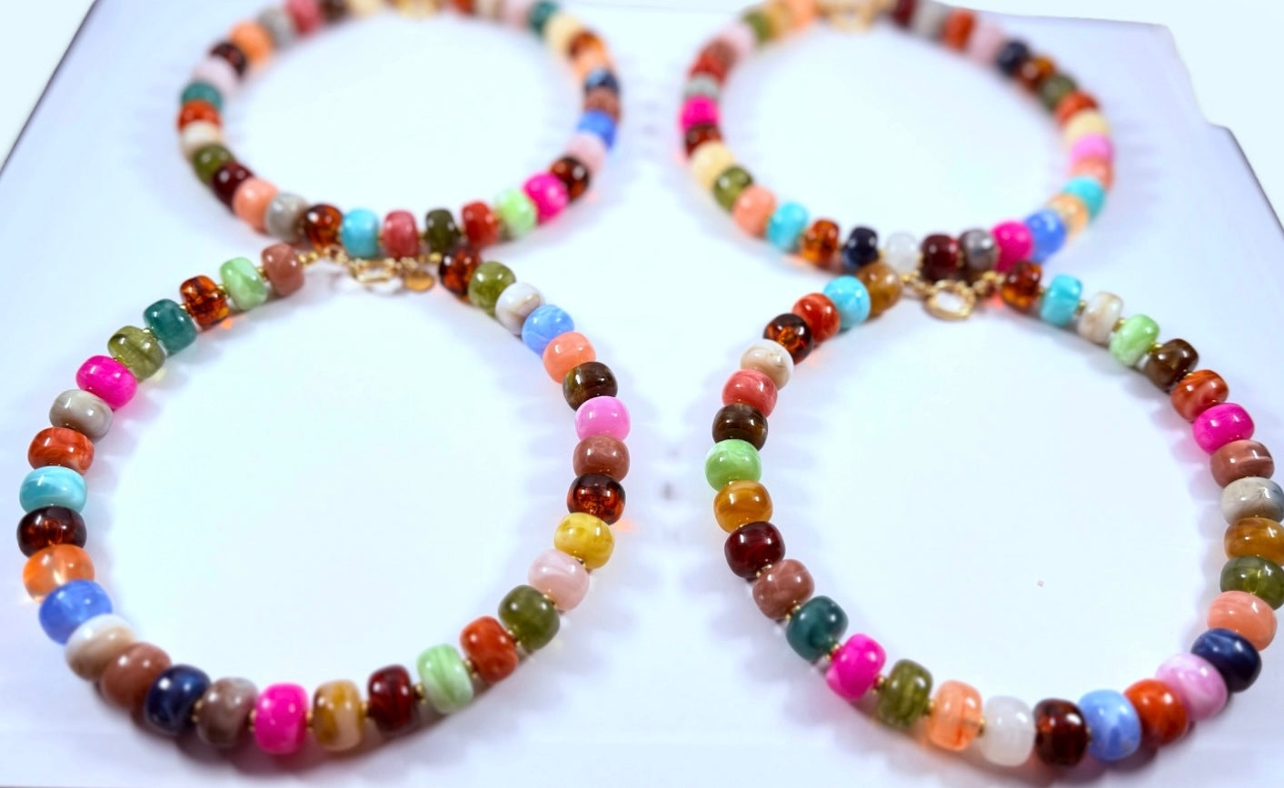 The Color Cashe Strand: Gemstone looking resin beads w/ gold accents