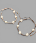 Quiet Luxury Bracelet: Freshwater Pearls, gold accents, hand woven and adjustable length