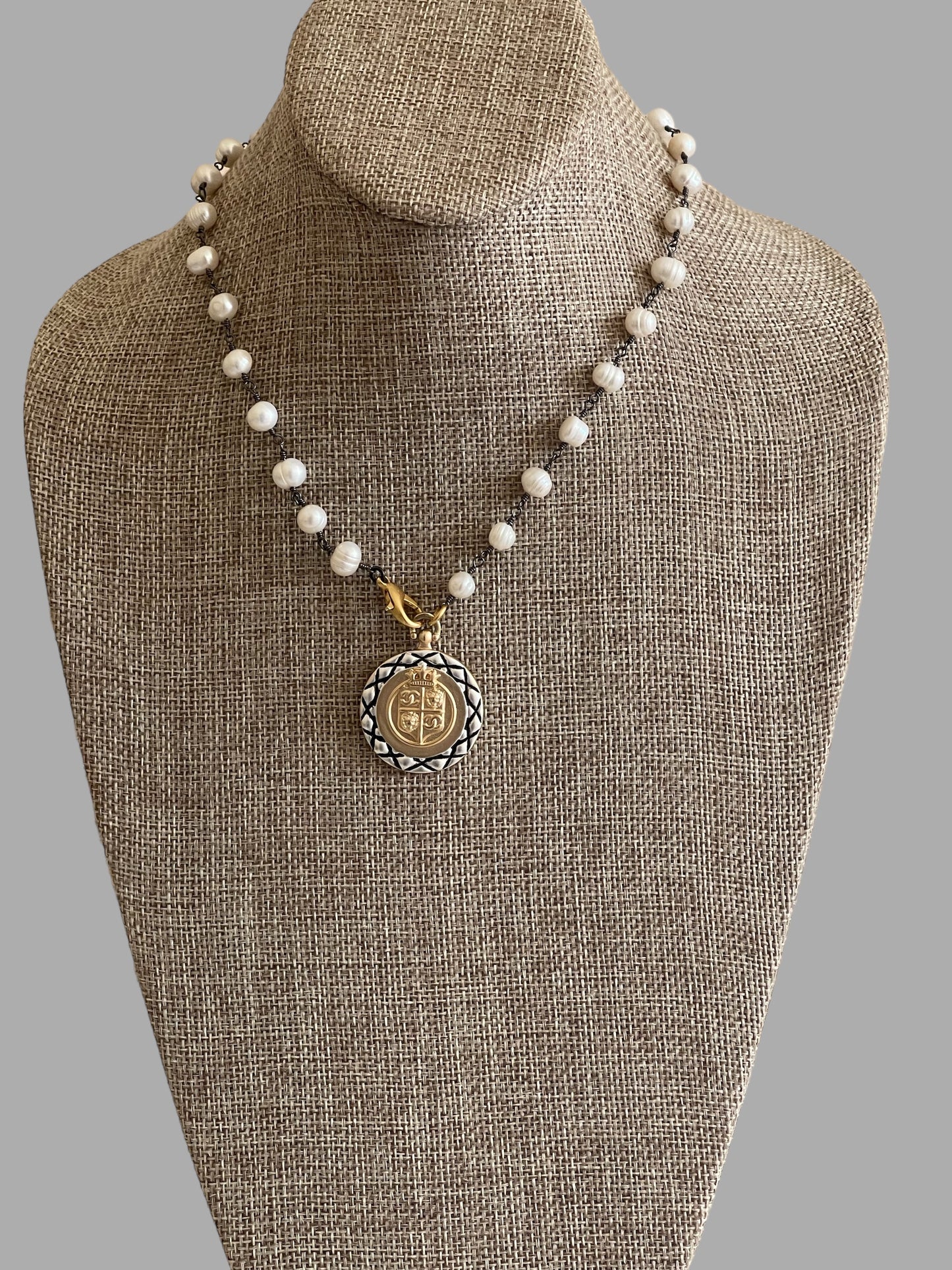 Chanel Vibes Coin Necklace: Freshwater Pearl Chain w Chanel Inspired Coin Charm OOAK!