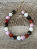 Maple & Marble Necklace: Gemstone look alike resin beads Gold accents