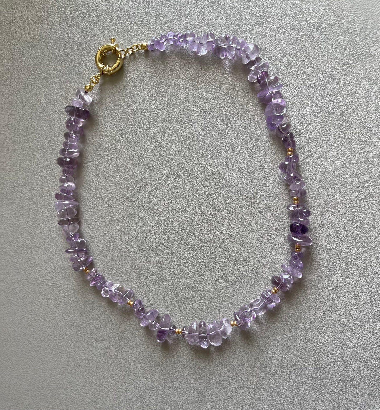 OOAK Amethyst & Gold Necklace: Nugget Style Amethyst beads & Gold Glass Accent Beads