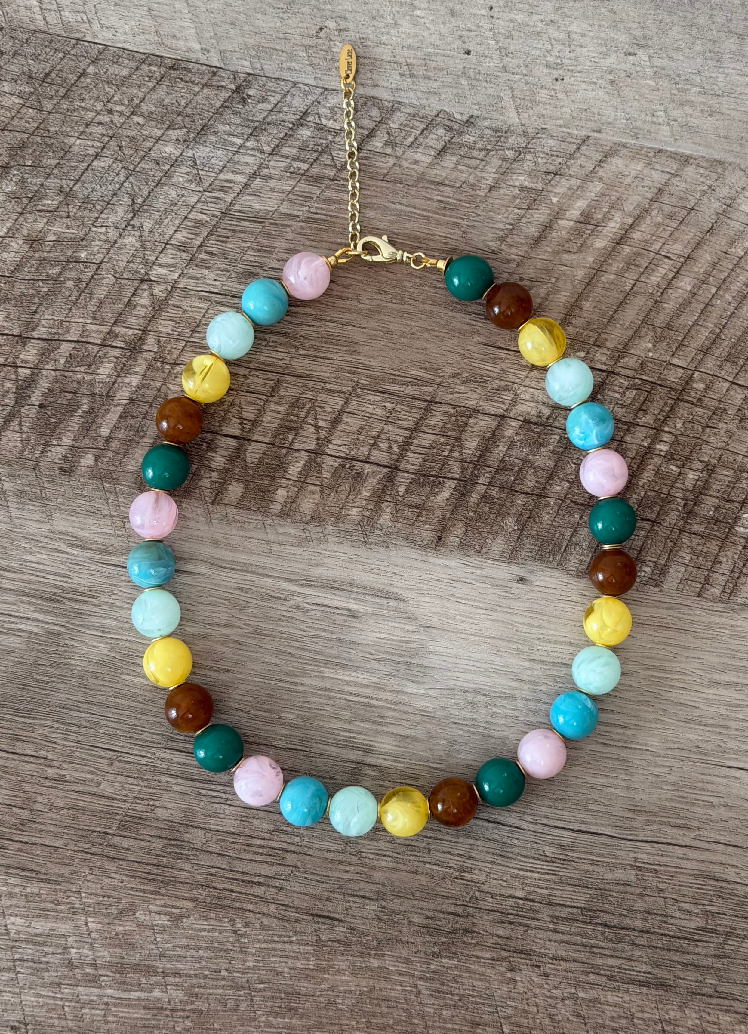 Gelato Gems Necklace: Resin beads with gold accents