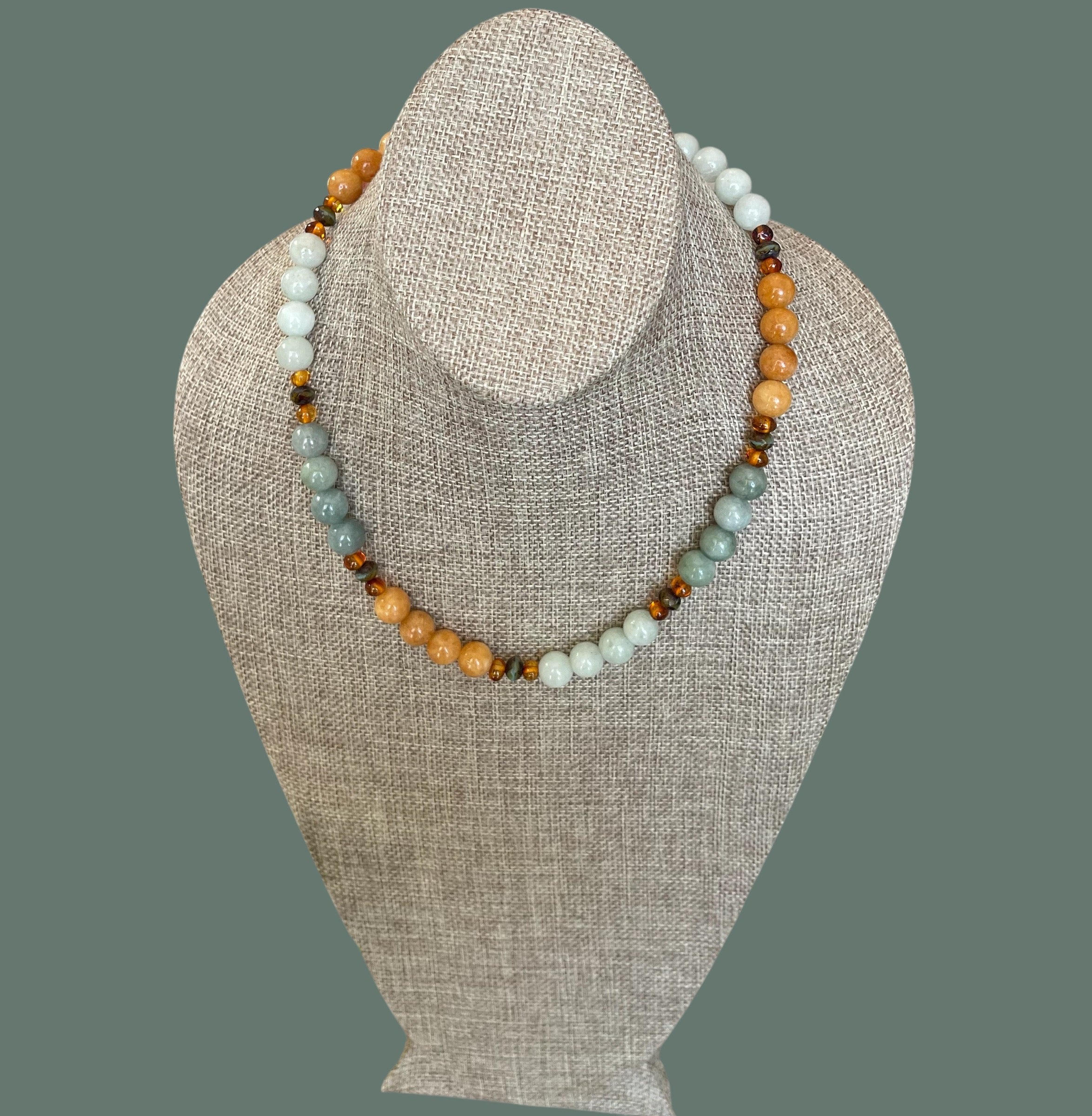 The Seraphina Necklace: Jade, Baltic Amber, and Czech glass
