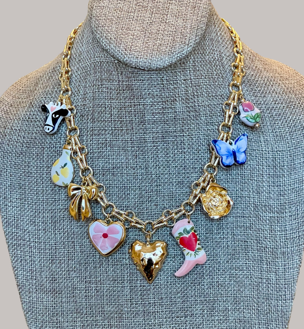 The Caroline Necklace: OOAK Tarnish resistant chain w various fun charms