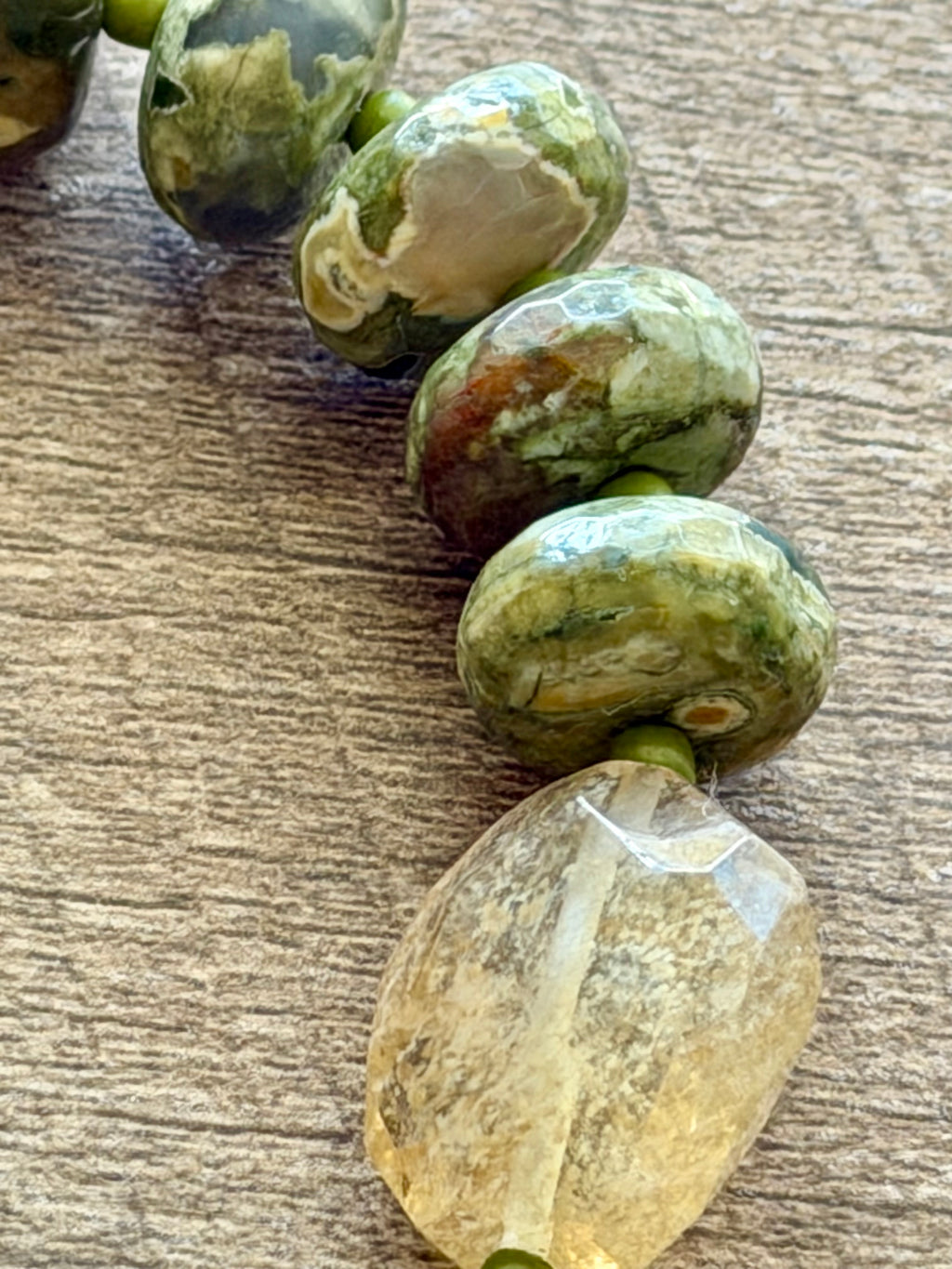Australian Rainforest Jasper Champagne Quartz Bracelet OOAK