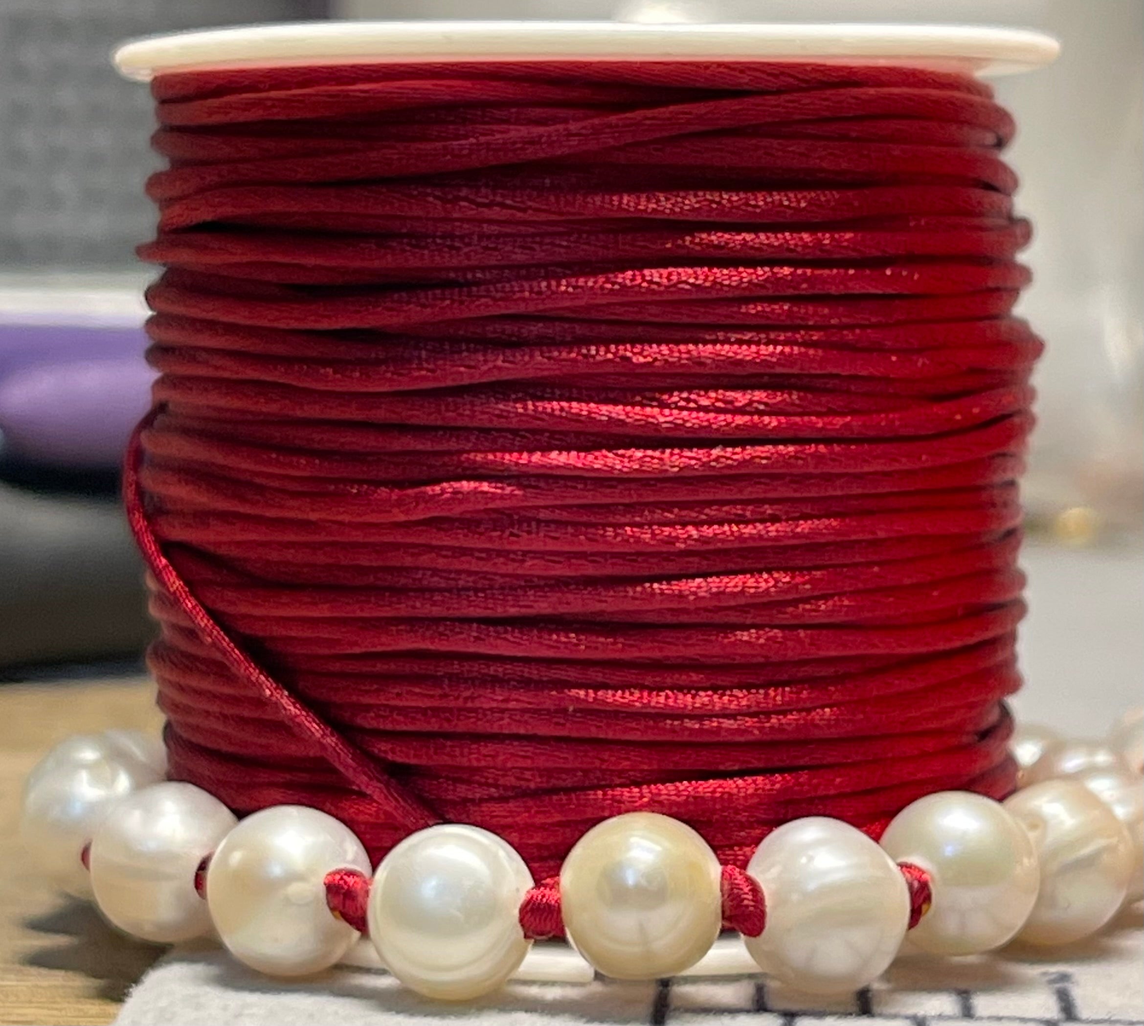 Satiny Pearls Bracelet: Freshwater Pearls Hand Knotted on Satin Cord in Stunning Fall/Winter Tones Gold or Silver Clasp