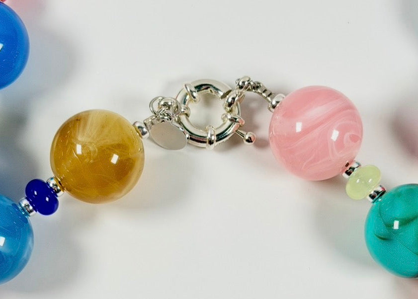 The Confetti Strand: Gemstone like beads in resin Choose Gold or Silver