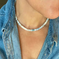 Light Wash Denim Opal Necklace