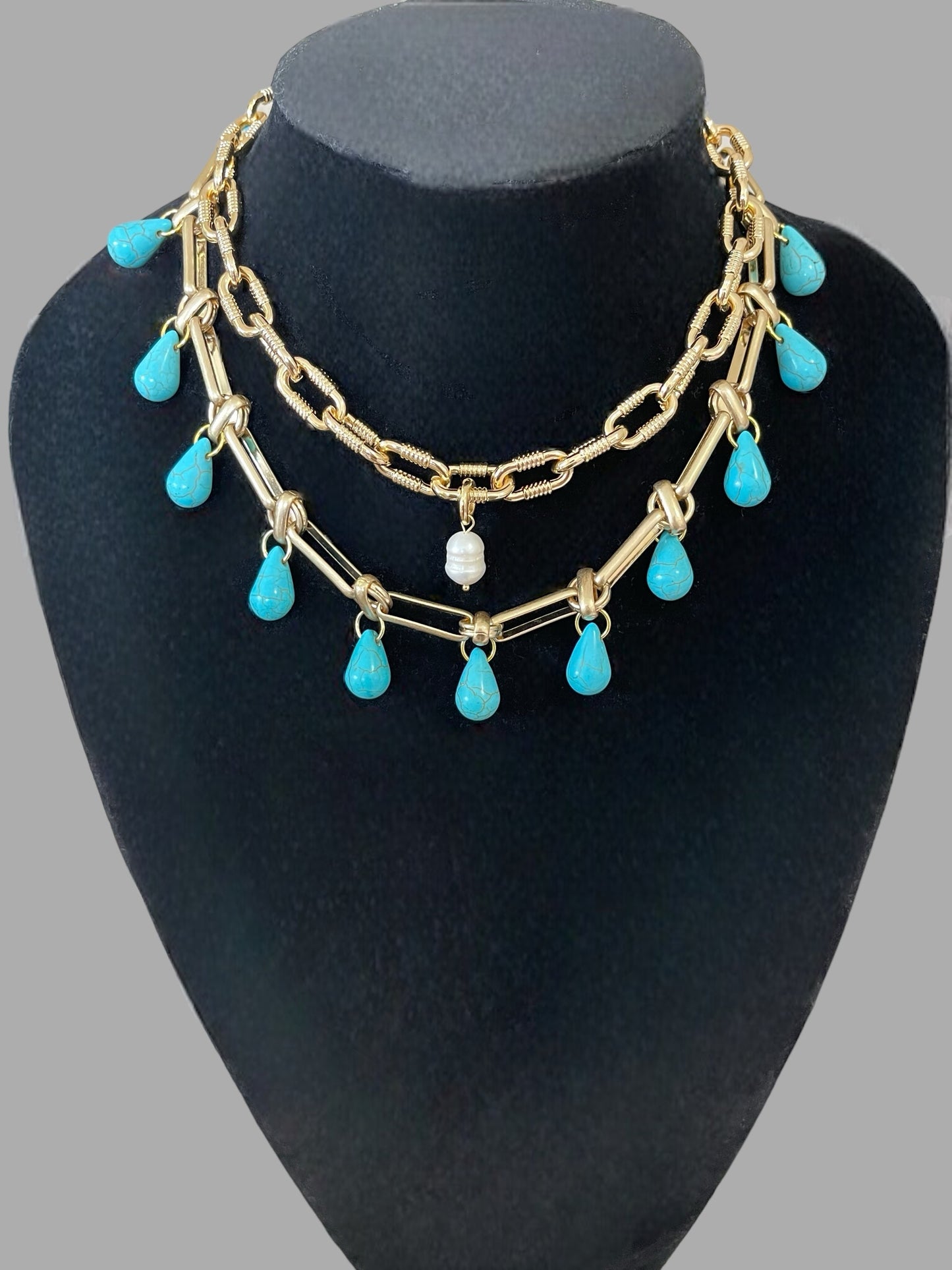 Turquoise Love Necklace (Dyed Howlite)