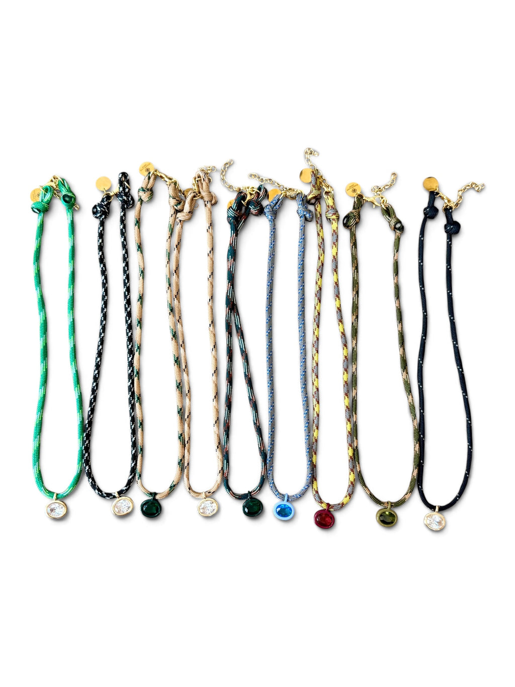The Luxe Cord Necklace: Various Paracords with a faceted gemstone like pendant