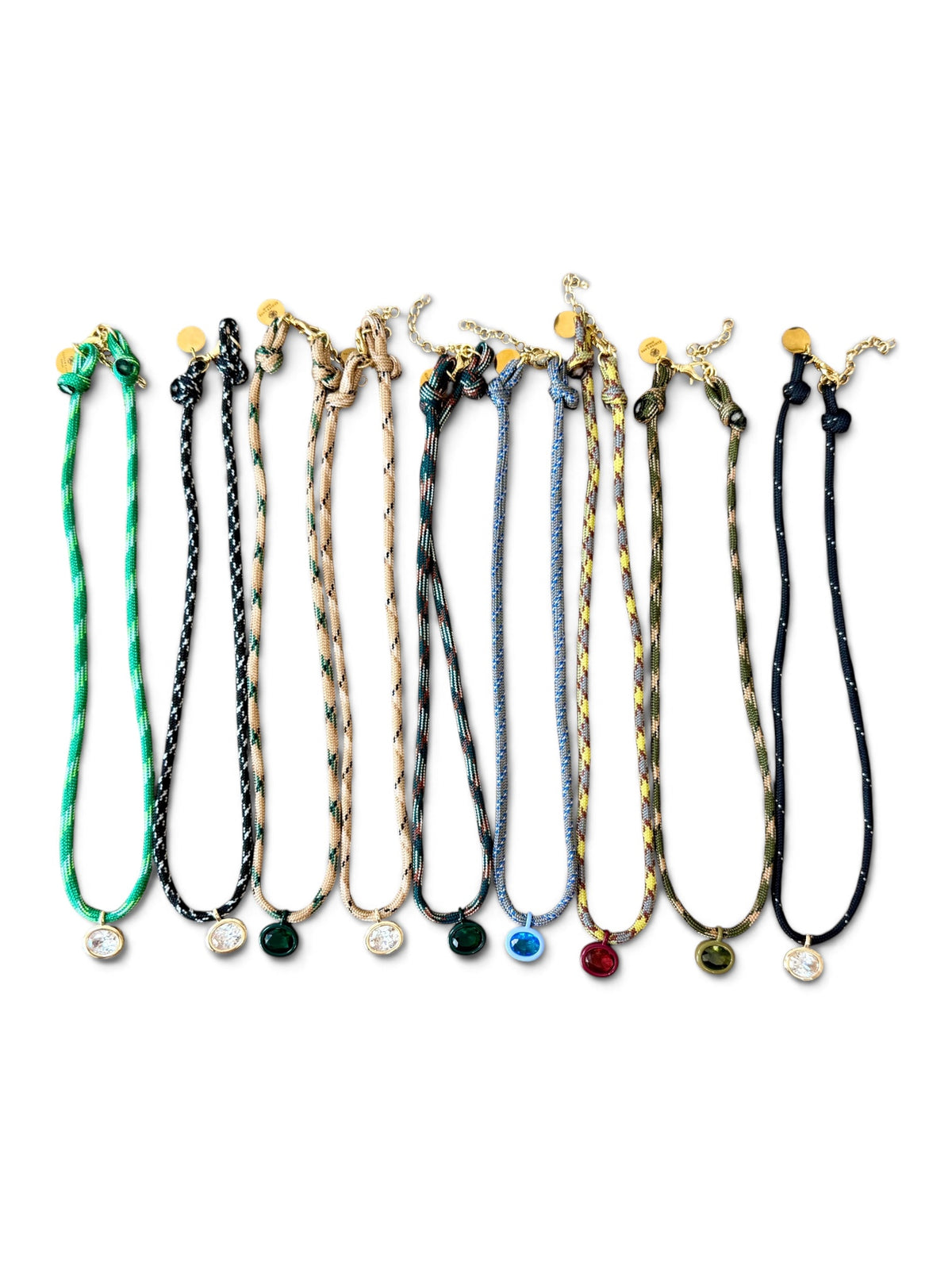 The Luxe Cord Necklace: Various Paracords with a faceted gemstone like pendant