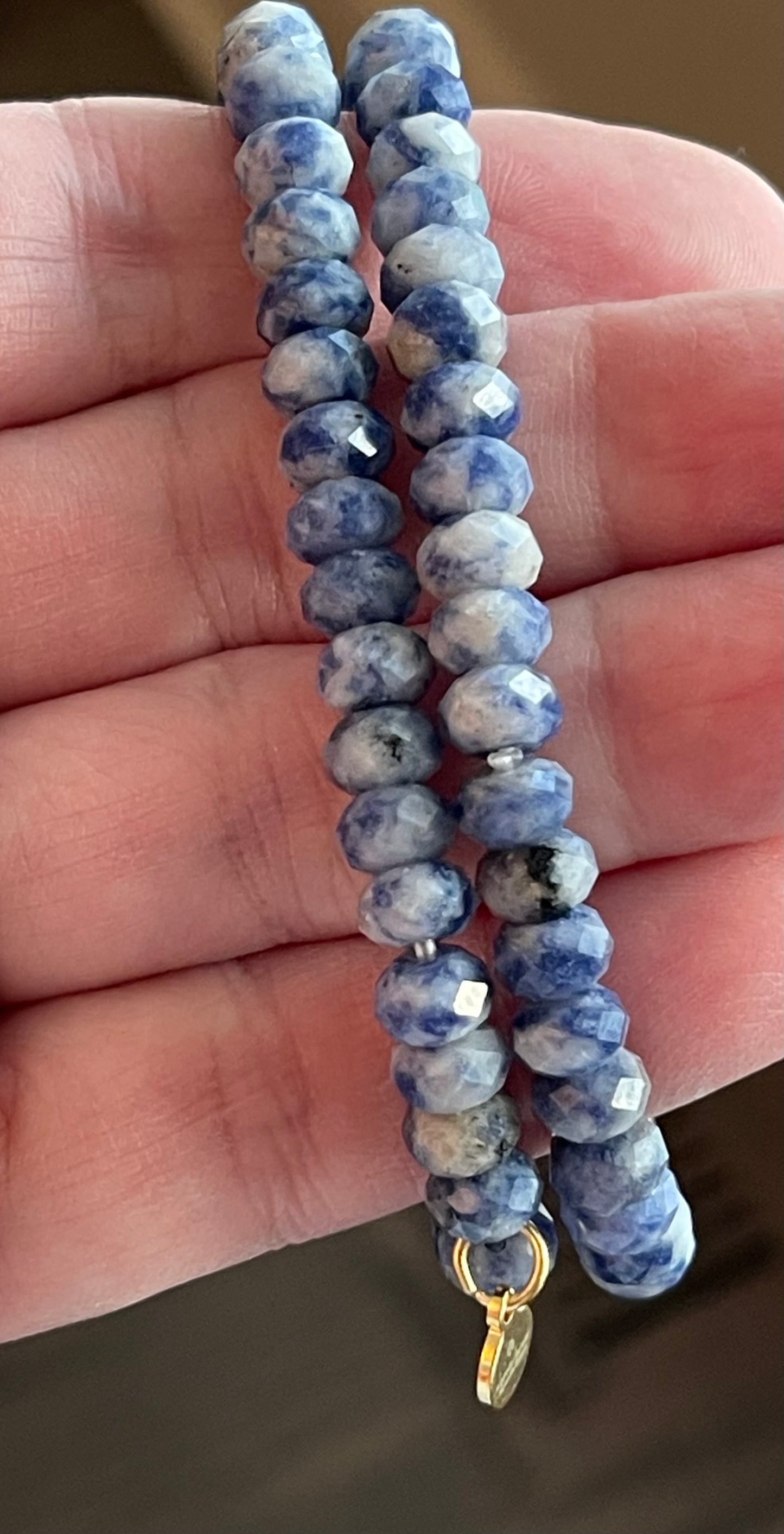 Sodalite Sparkle Stretch Bracelet: Natural Sodalite Stone Faceted for Sparkle