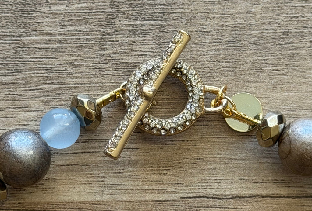 Ash & Sky Necklace: Warm & Cool collide in this Mixed Gemstone design