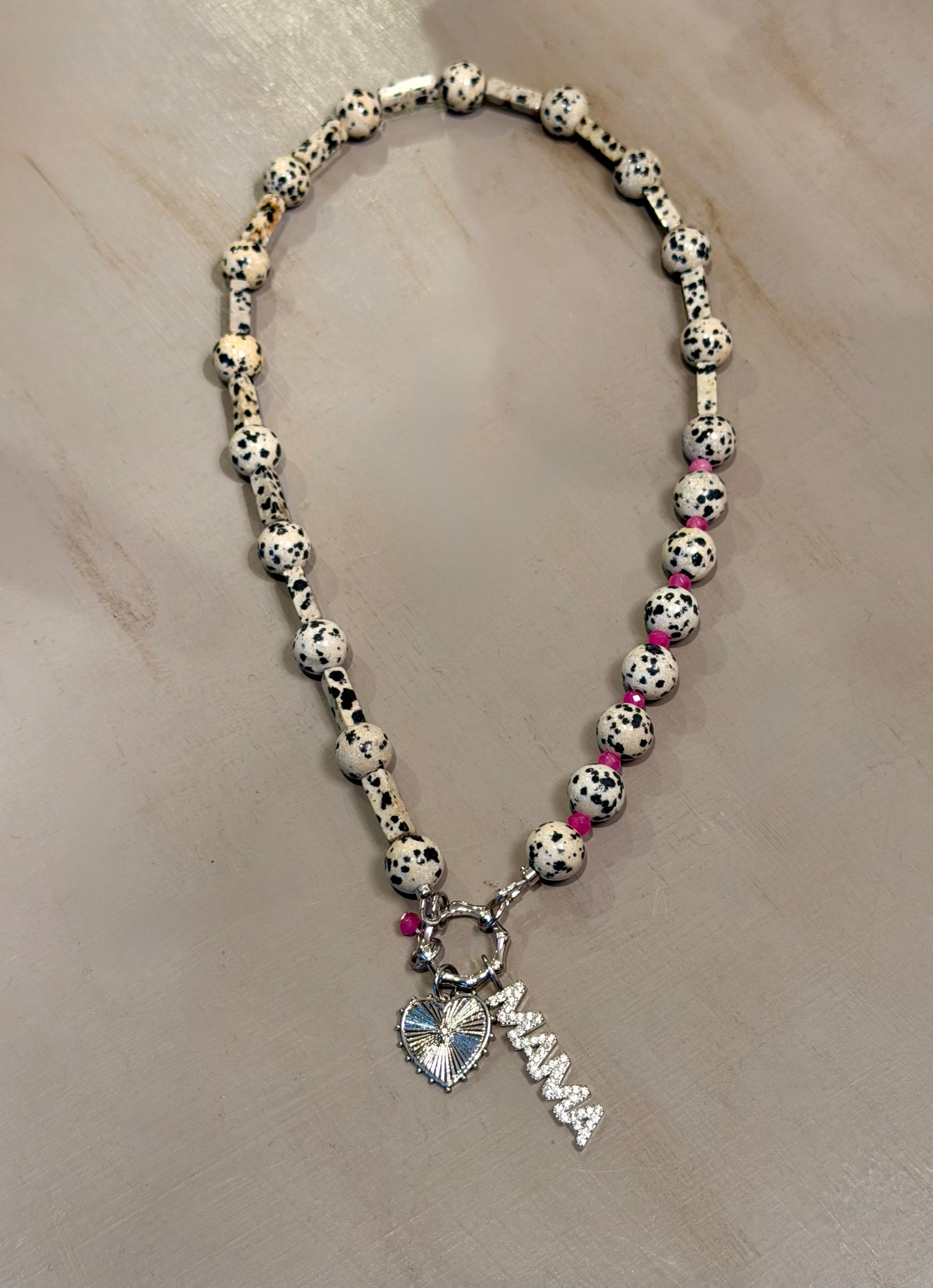 Spotted Mama Necklace: Dalmatian Jasper natural stone