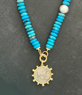 The Saddle & Stone Necklace: Turquoise, Baroque Pearl and Matte Gold OOAK