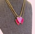 Pretty In Pink Necklaces: Gold chains with perfect pink heart pendants 2 color options