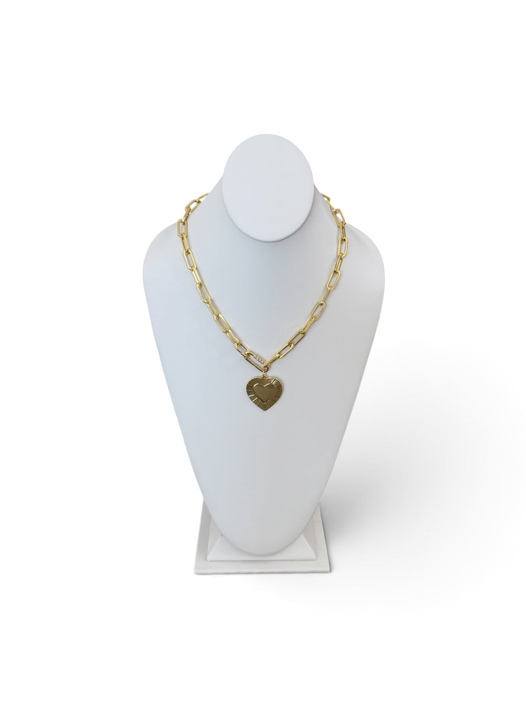 The Forevermore Necklace: Gold Paperclip chain with a stunning heart pendant