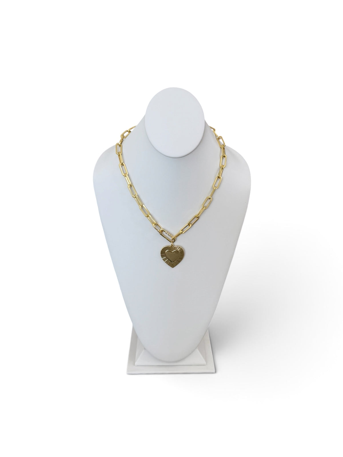 The Forevermore Necklace: Gold Paperclip chain with a stunning heart pendant