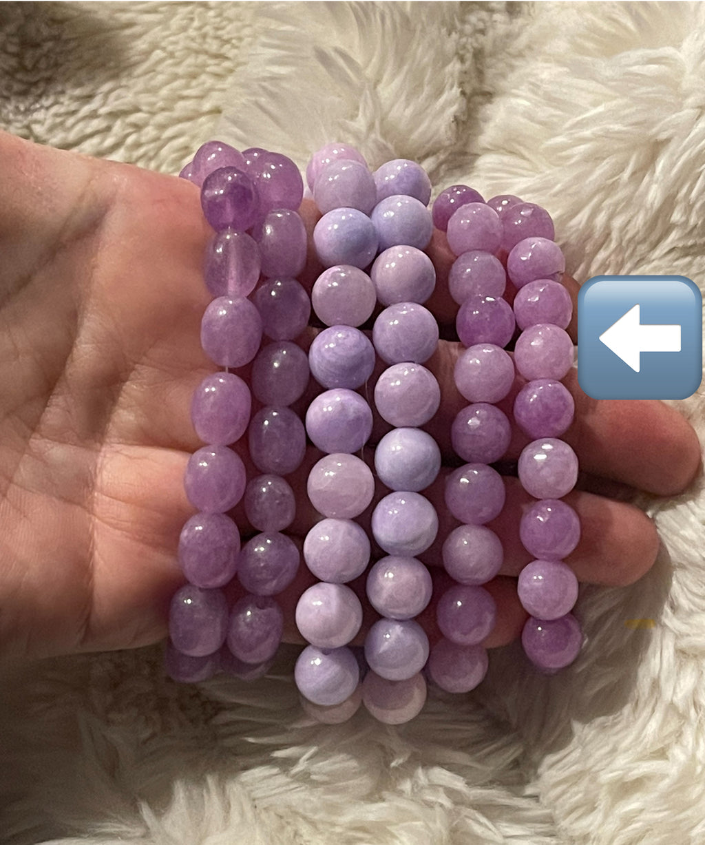 Glowing Grapes Bracelet: Stretch Cord Bracelet w/ Grape Chalcedony Subtly Faceted 10mm Beads