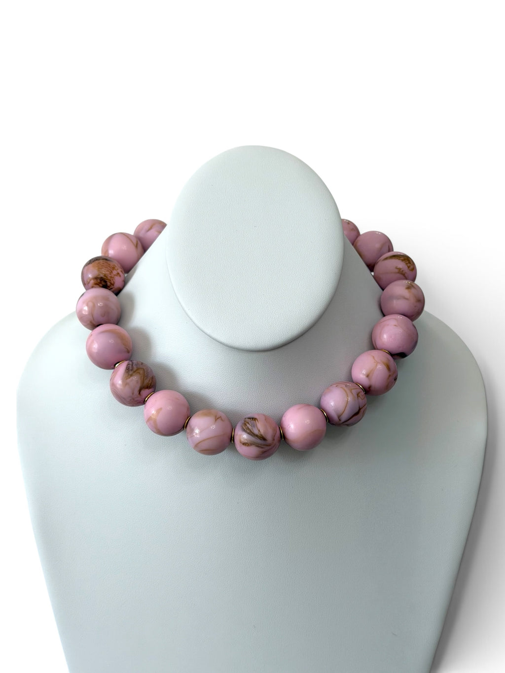Rosehaven Necklace: Resin gemstone-like beads w gold accents