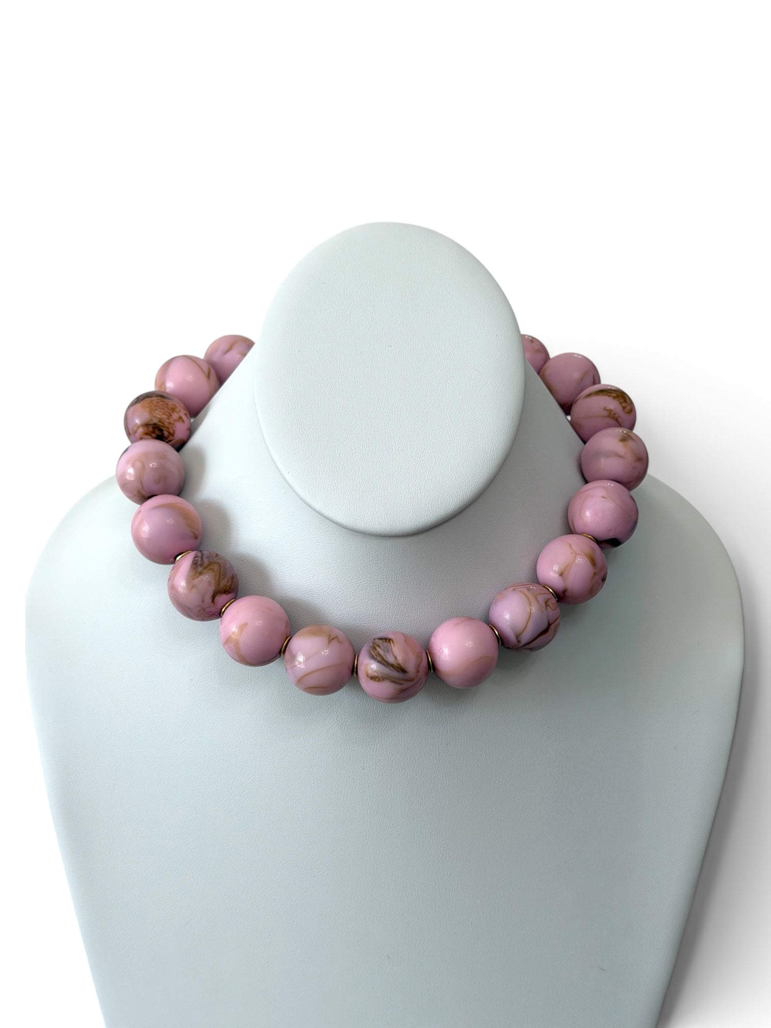 Rosehaven Necklace: Resin gemstone-like beads w gold accents