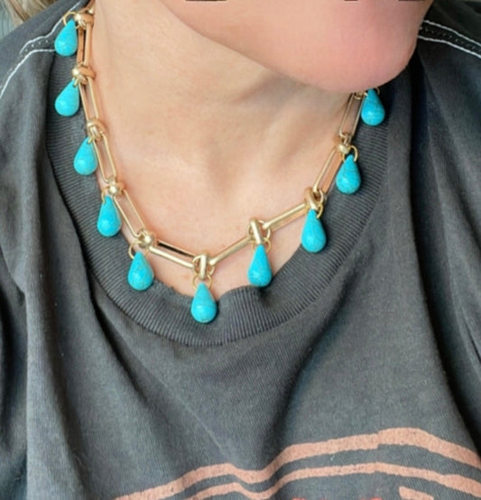 Turquoise Love Necklace (Dyed Howlite)