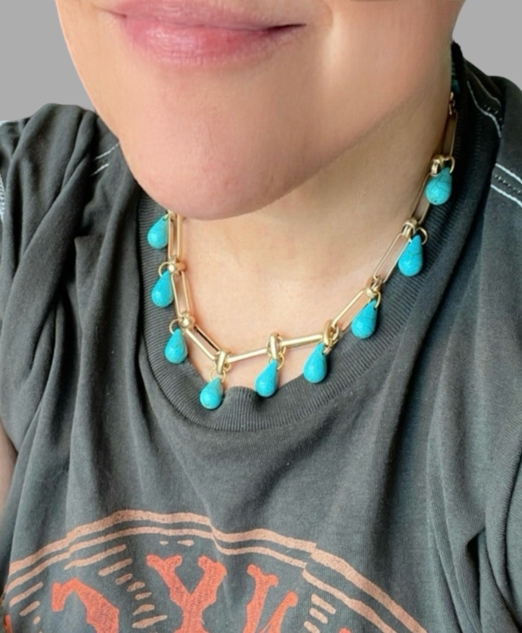 Turquoise Love Necklace (Dyed Howlite)