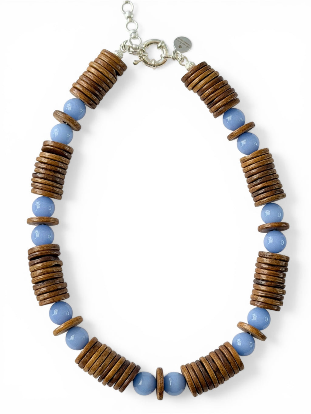 Bone & Blue Necklace: Handmade Bone Beads (Nepal) and Mexican Blue Argonite (Rare)