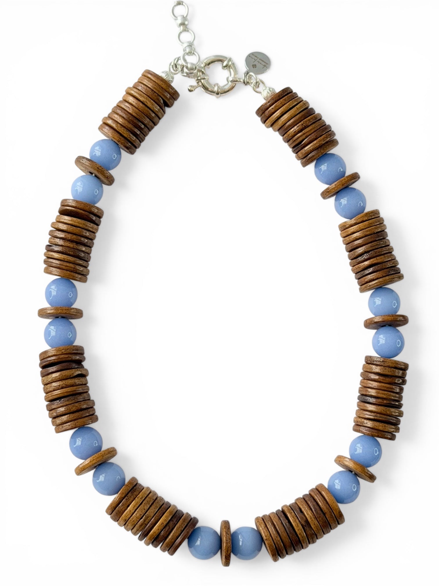 Bone & Blue Necklace: Handmade Bone Beads (Nepal) and Mexican Blue Argonite (Rare)