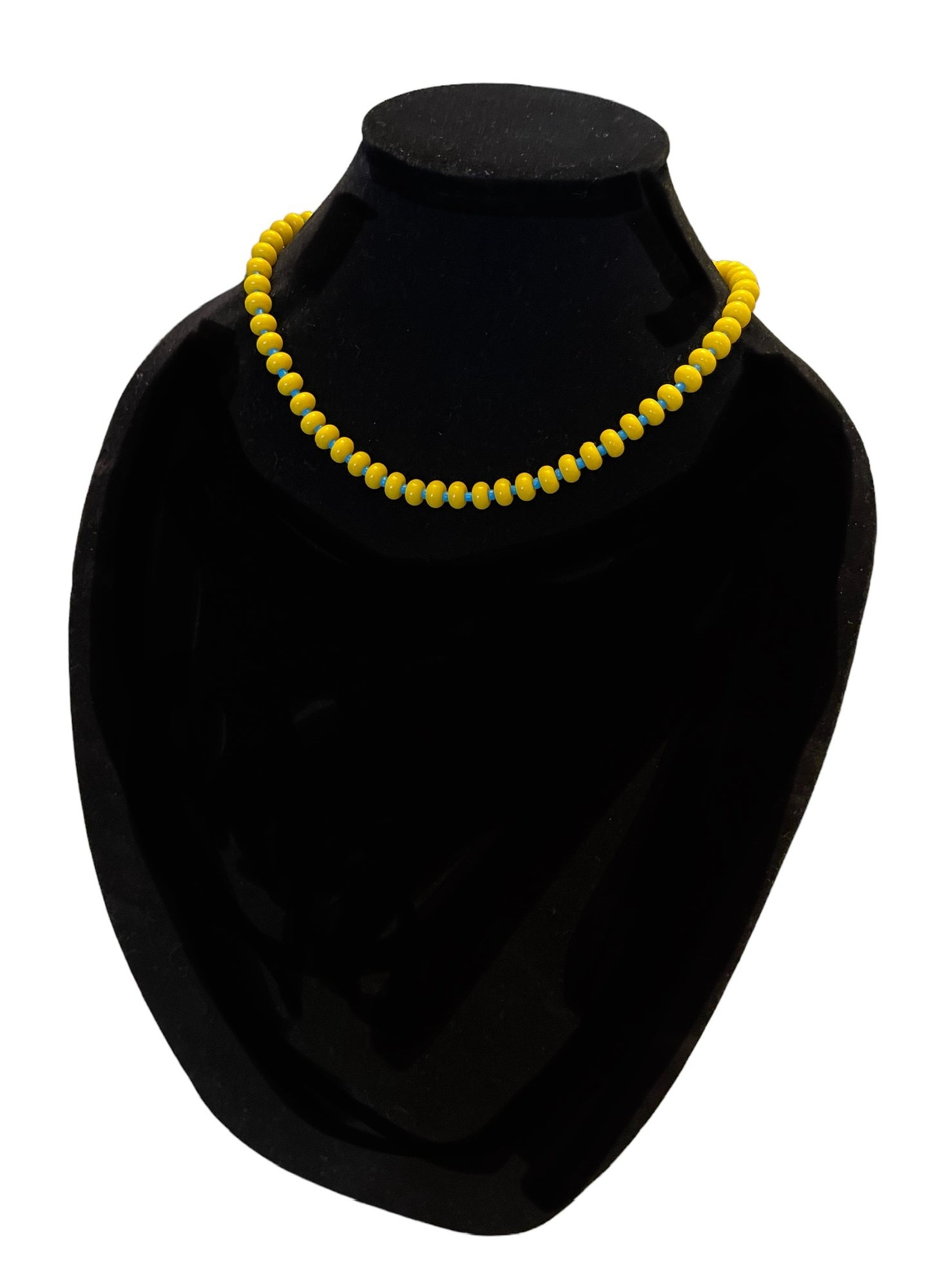 The Poppy Necklace: All glass colorful beads with a gold filled clasp and extender chain