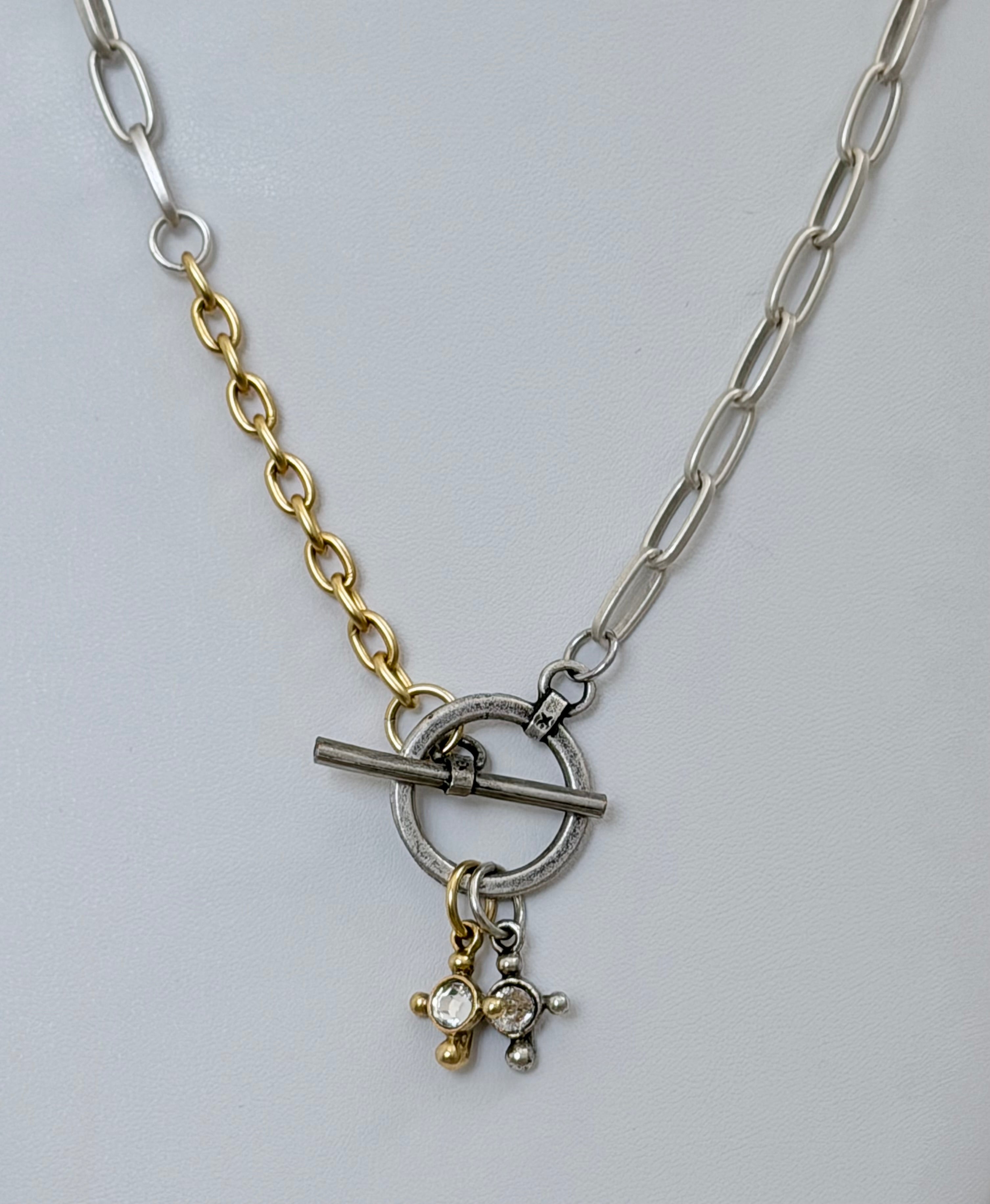 Common Ground Necklace: Silver & Gold chain and charms OOAK