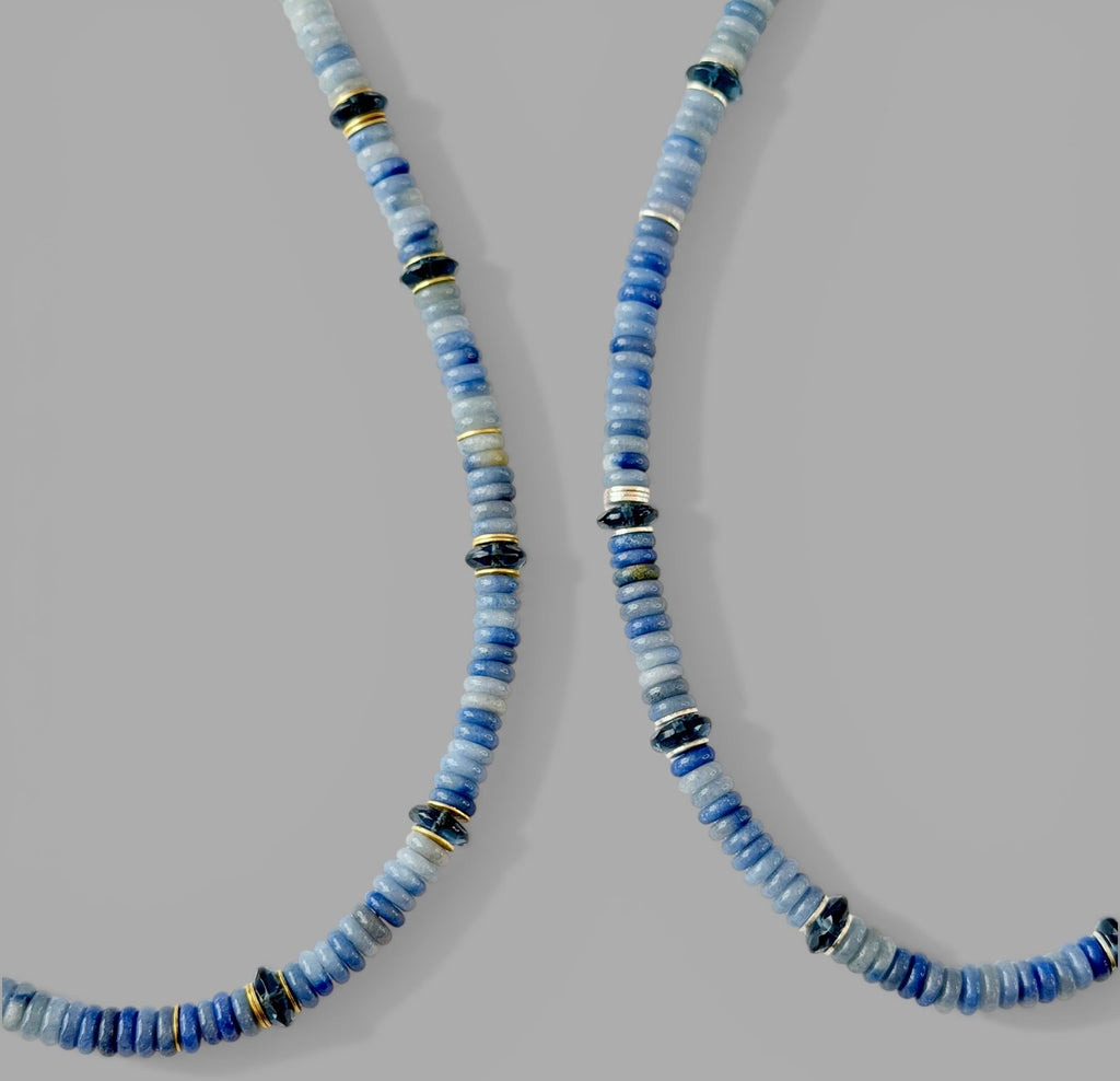 Blue Horizon Necklace: Blue Aventurine and London Blue Topaz accented with gold or silver