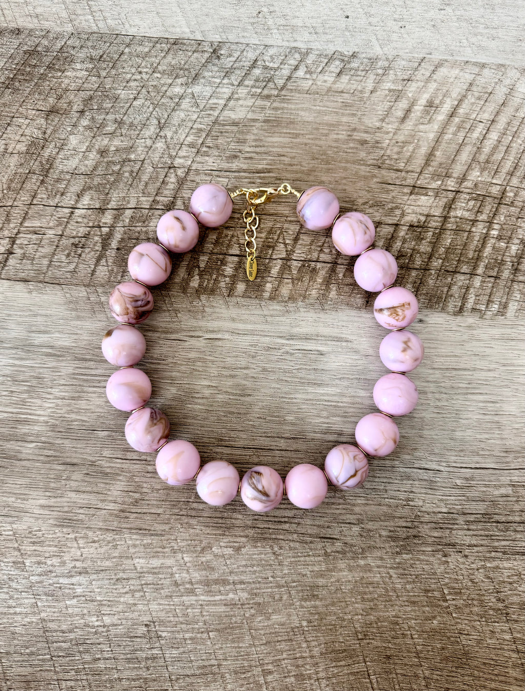 Rosehaven Necklace: Resin gemstone-like beads w gold accents