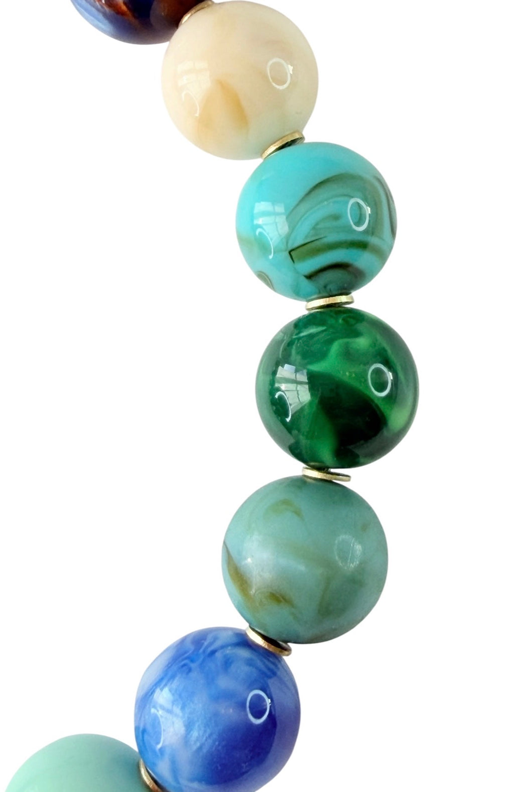 The Gathered Blues Necklace: Gumball beads in gorgeous blue & green tones