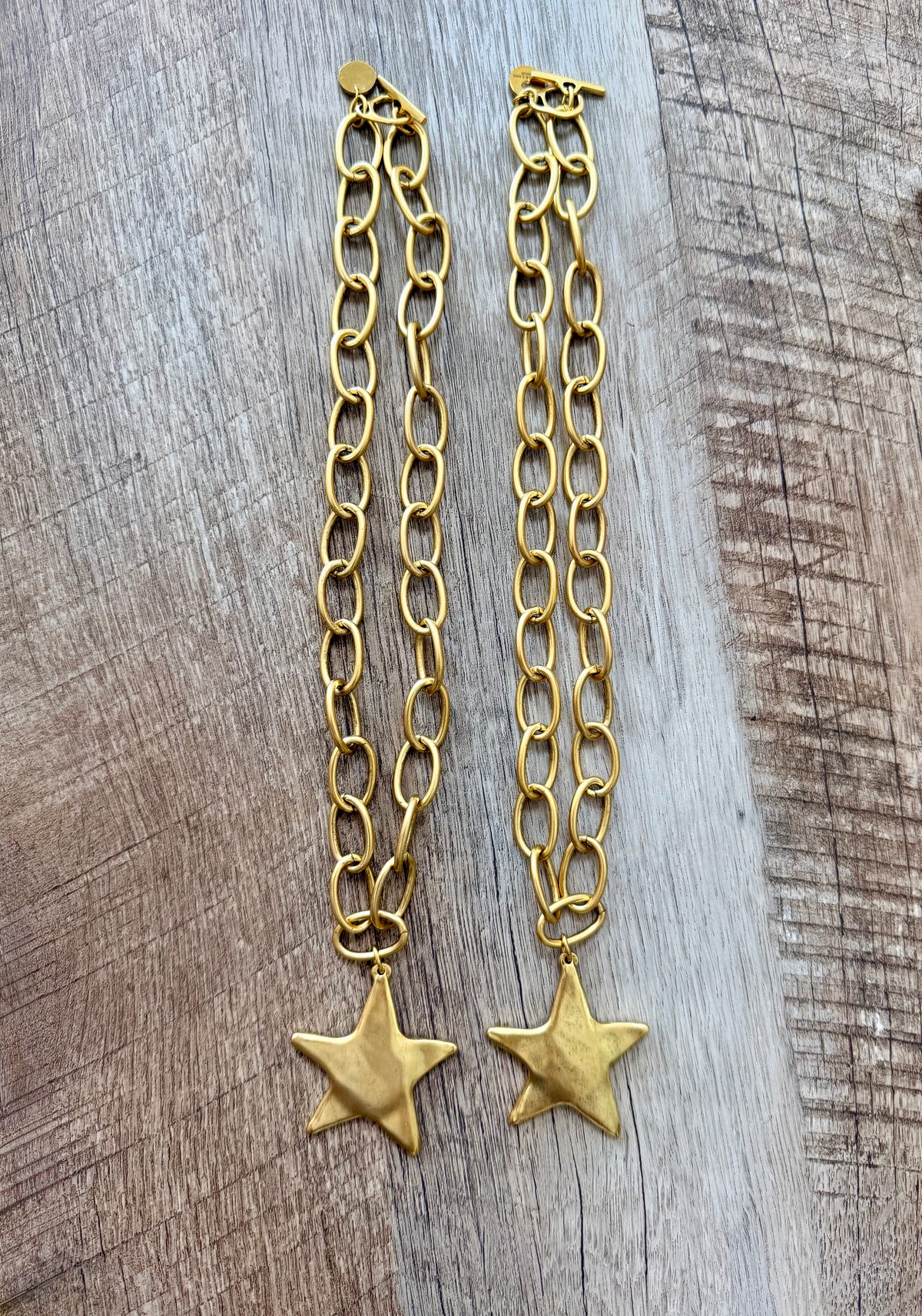 Lucky Star Necklace: Antiqued 24k gold chain and star pendant
