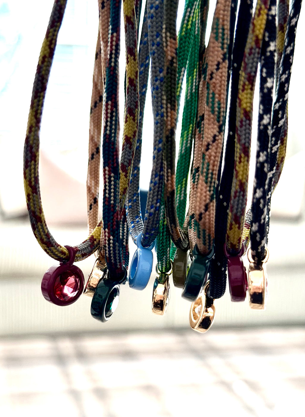 The Luxe Cord Necklace: Various Paracords with a faceted gemstone like pendant