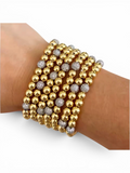 The Golden Hour Bracelet: (Stretch bracelet) Non tarnish gold beads w/ gunmetal pavé accent beads