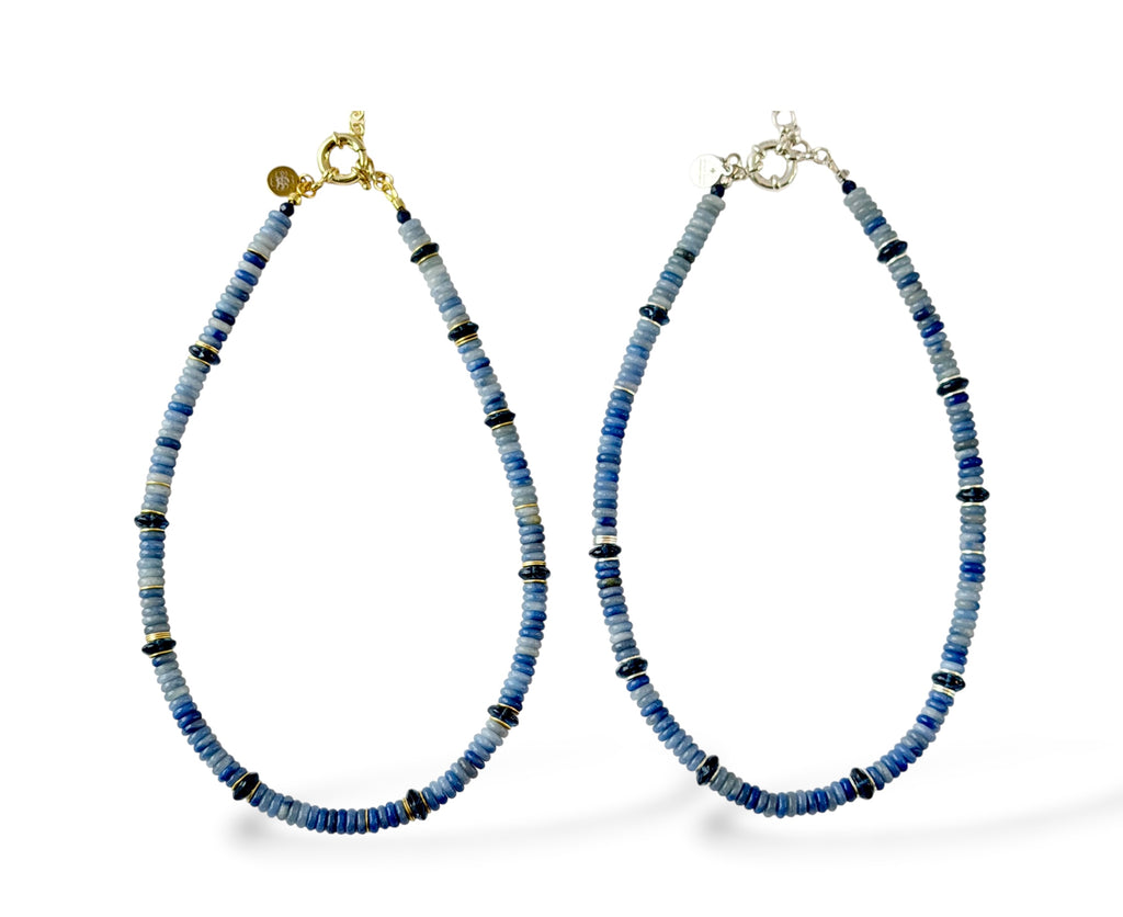 Blue Horizon Necklace: Blue Aventurine and London Blue Topaz accented with gold or silver