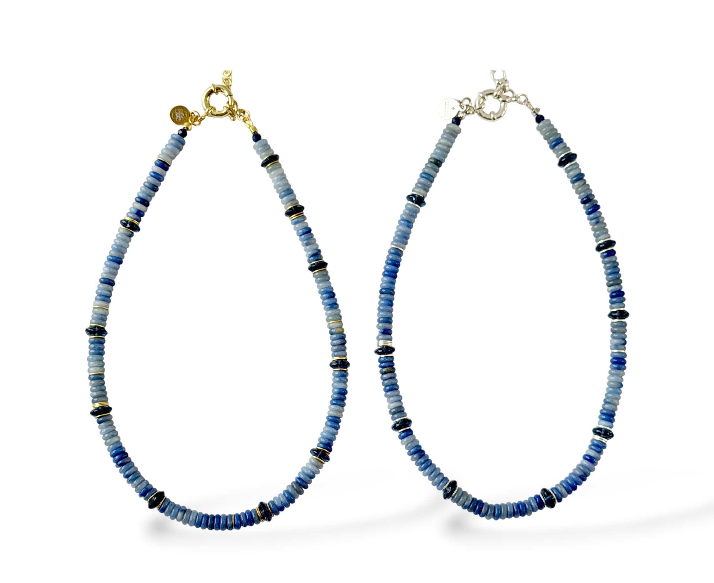 Blue Horizon Necklace: Blue Aventurine and London Blue Topaz accented with gold or silver
