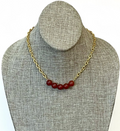 Matte Carnelian Bead Bar Chain: 24k gold chain with bead bar center OOAK