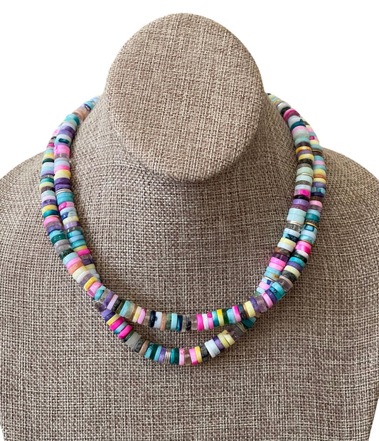 Confetti Coast Necklace: Multi Mixed Gemstones in beautiful bright tones One with Gold accents & One with Silver